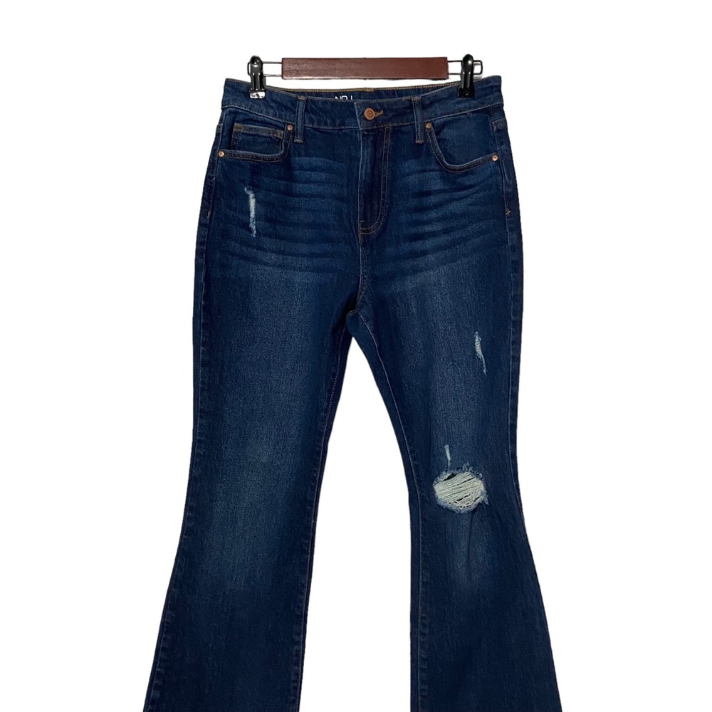 NoBo Hi Waisted Flare Distressed Jeans Blue - Picture 2 of 15